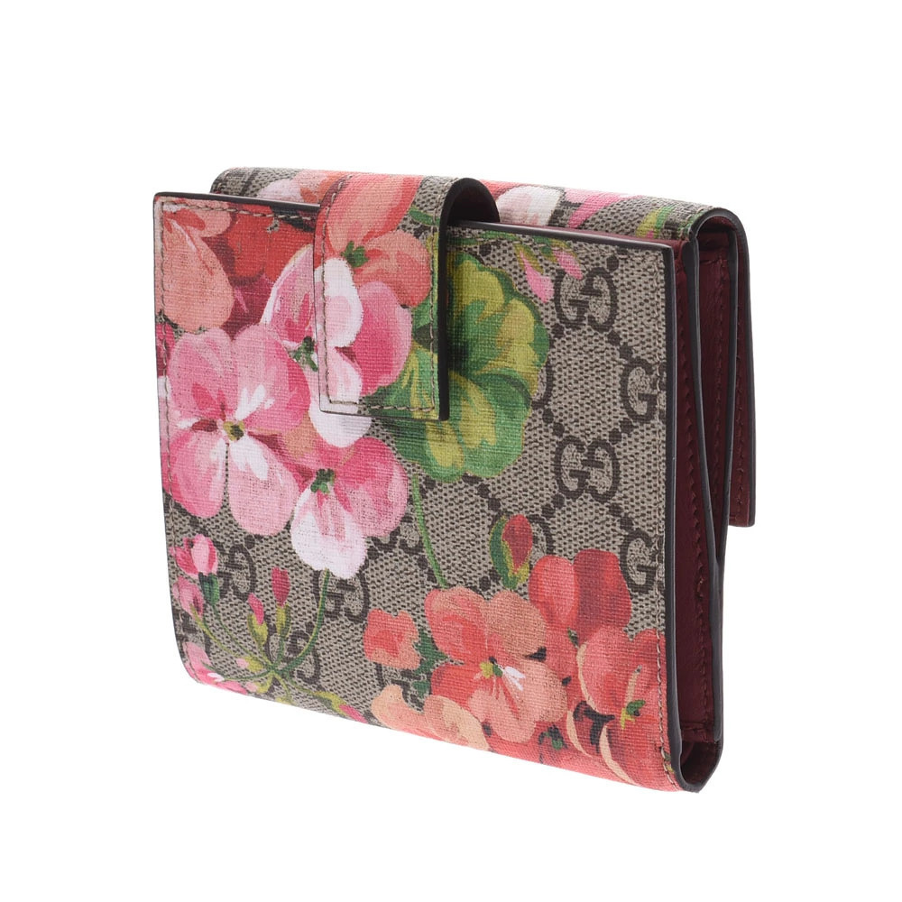 Gucci Blooms Supreme Bi Canvas GG fold Floral Flower Gray Wallet Gray